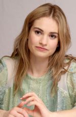 LILY JAMES at Cinderella Press Conference in Beverly Hills