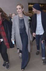 LILY JAMES Leaves BBC Radio 1 Studios in London