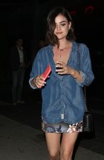 LUCY HALE Arrives at Boa Steakhouse in Los Angeles