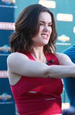 MEGAN BOONE on the Set of Extra in Universal City