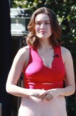 MEGAN BOONE on the Set of Extra in Universal City