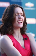 MEGAN BOONE on the Set of Extra in Universal City