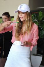 NINA AGDAL Celebrates Her Birthday at Miami Open
