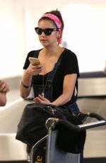 NINA DOBREV at LAX Airport in Los Angeles