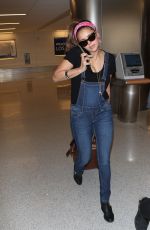 NINA DOBREV at LAX Airport in Los Angeles