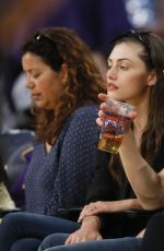 PHOEBE TONKIN and and Paul Wesley at LA Lakers Game