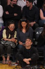 PHOEBE TONKIN and and Paul Wesley at LA Lakers Game