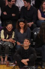 PHOEBE TONKIN and and Paul Wesley at LA Lakers Game