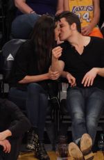 PHOEBE TONKIN and and Paul Wesley at LA Lakers Game