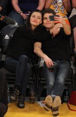 PHOEBE TONKIN and and Paul Wesley at LA Lakers Game