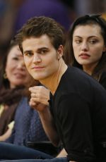 PHOEBE TONKIN and and Paul Wesley at LA Lakers Game
