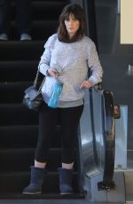 Pregnant ZOOEY DESCHANEL Leaves a Gym in Los Angeles