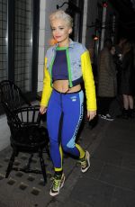 RITA ORA in Tights Out and About in London