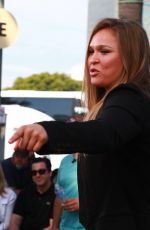 RONDA ROUSEY on the Set of Extra in Los Angeles