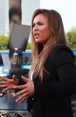 RONDA ROUSEY on the Set of Extra in Los Angeles