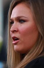 RONDA ROUSEY on the Set of Extra in Los Angeles
