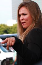 RONDA ROUSEY on the Set of Extra in Los Angeles