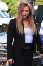 RONDA ROUSEY on the Set of Extra in Los Angeles