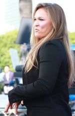 RONDA ROUSEY on the Set of Extra in Los Angeles