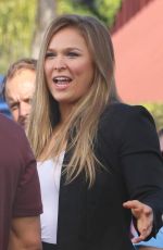 RONDA ROUSEY on the Set of Extra in Los Angeles