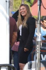 RONDA ROUSEY on the Set of Extra in Los Angeles