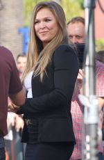 RONDA ROUSEY on the Set of Extra in Los Angeles