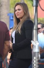 RONDA ROUSEY on the Set of Extra in Los Angeles