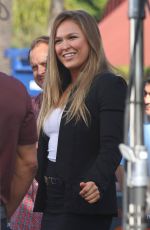 RONDA ROUSEY on the Set of Extra in Los Angeles