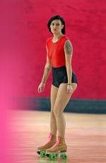 RUMER WILLIS Roller Skating on the Set of DWTS in Los Angeles