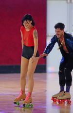 RUMER WILLIS Roller Skating on the Set of DWTS in Los Angeles
