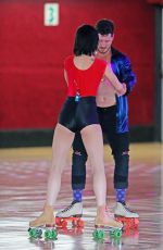 RUMER WILLIS Roller Skating on the Set of DWTS in Los Angeles