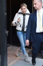 SIENNA MILLER Outside of Cabaret on Broadway in New York