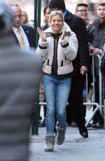 SIENNA MILLER Outside of Cabaret on Broadway in New York