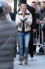 SIENNA MILLER Outside of Cabaret on Broadway in New York