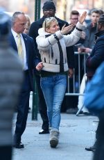 SIENNA MILLER Outside of Cabaret on Broadway in New York