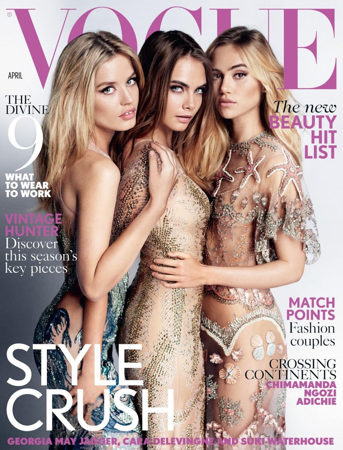 SUKI WATERHOUSE, GEORGIA MAY JAGGER and CARA DELEVINGNE in Vogue Magazine