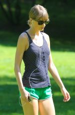 TAYLOR SWIFT in Shorts Out Hiking in Beverly Hills