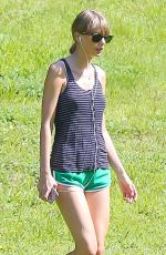 TAYLOR SWIFT in Shorts Out Hiking in Beverly Hills