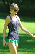 TAYLOR SWIFT in Shorts Out Hiking in Beverly Hills