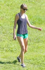 TAYLOR SWIFT in Shorts Out Hiking in Beverly Hills