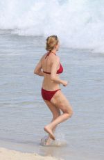 UMA THURMAN in Bikini at a Beach in St. Barts