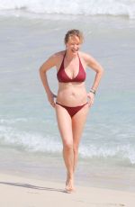 UMA THURMAN in Bikini at a Beach in St. Barts
