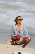 UMA THURMAN in Bikini at a Beach in St. Barts