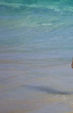 UMA THURMAN in Bikini at a Beach in St. Barts