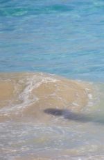 UMA THURMAN in Bikini at a Beach in St. Barts