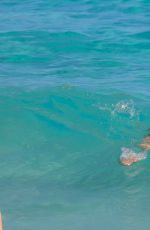 UMA THURMAN in Bikini at a Beach in St. Barts