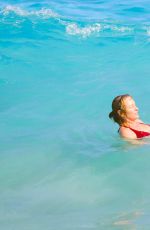 UMA THURMAN in Bikini at a Beach in St. Barts