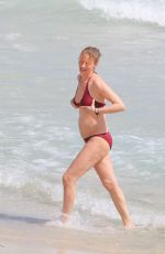 UMA THURMAN in Bikini at a Beach in St. Barts