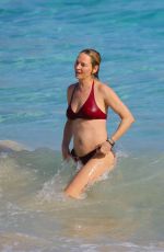 UMA THURMAN in Bikini at a Beach in St. Barts