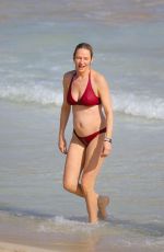 UMA THURMAN in Bikini at a Beach in St. Barts